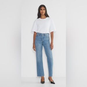 Denim Forum Jeans Womens 27 Blue Denim Arlo High Rise Straight Button Fly 28L